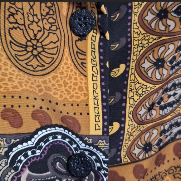 90s vintage women's paisley short sleeve button-up shirt size 24 - Picture 2 of 6